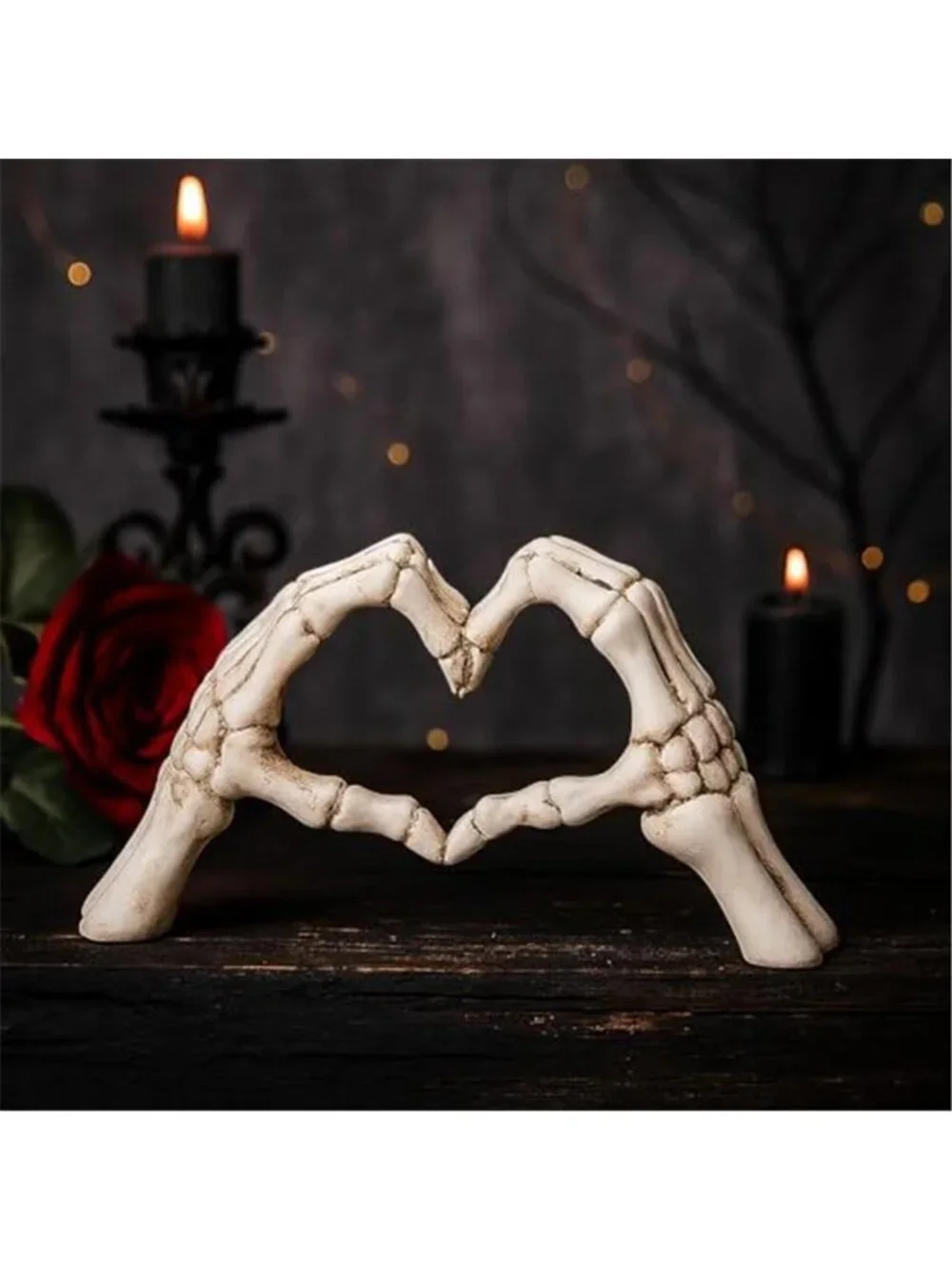 Skeleton Heart Hands Sculpture 6.3